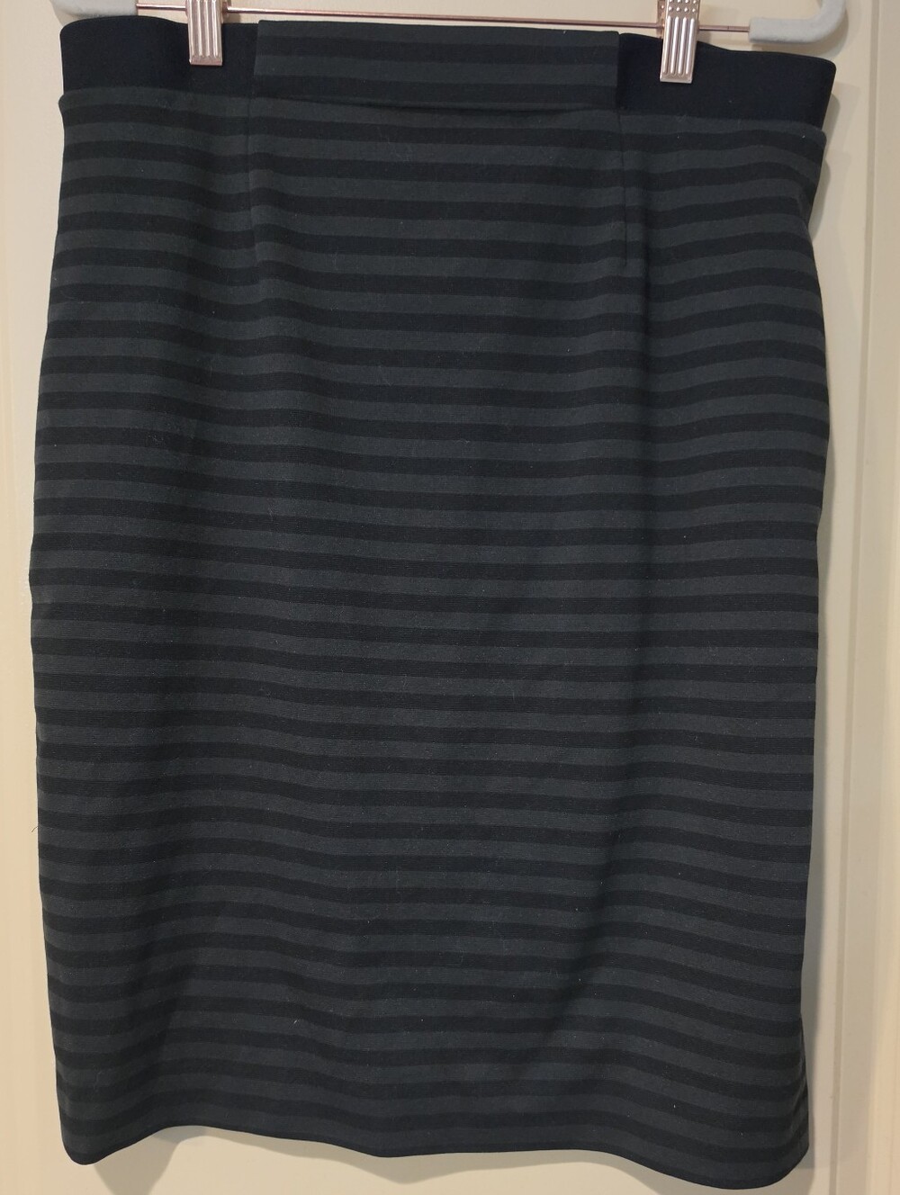 Nine West Black and Navy Striped Pencil Skirt